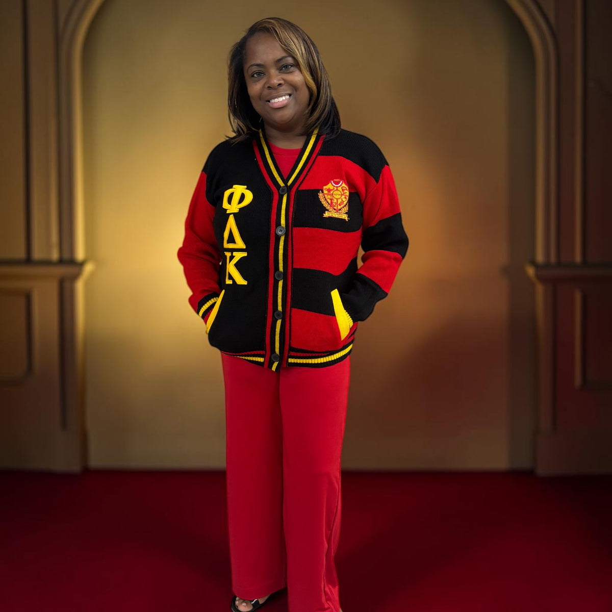 Black, Red & Gold Cardigan