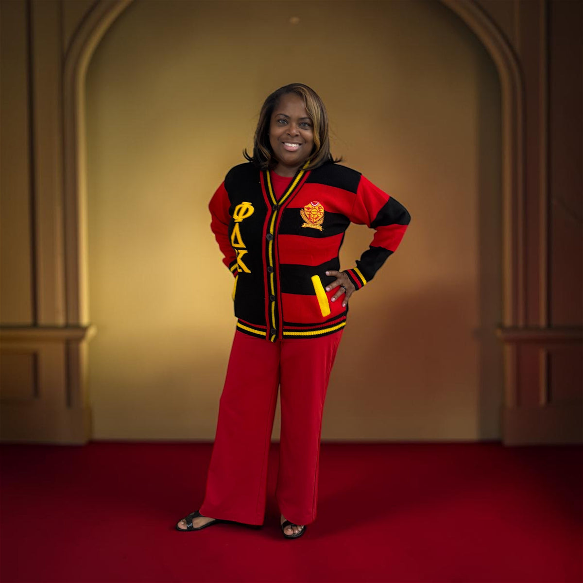 Black, Red & Gold Cardigan
