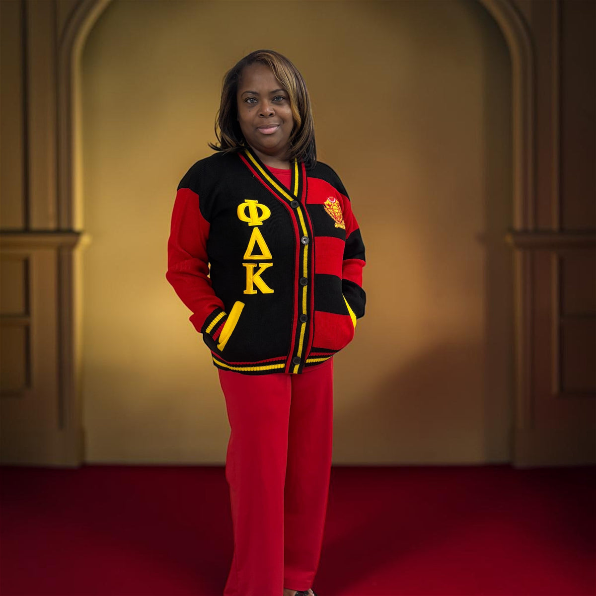 Black, Red & Gold Cardigan