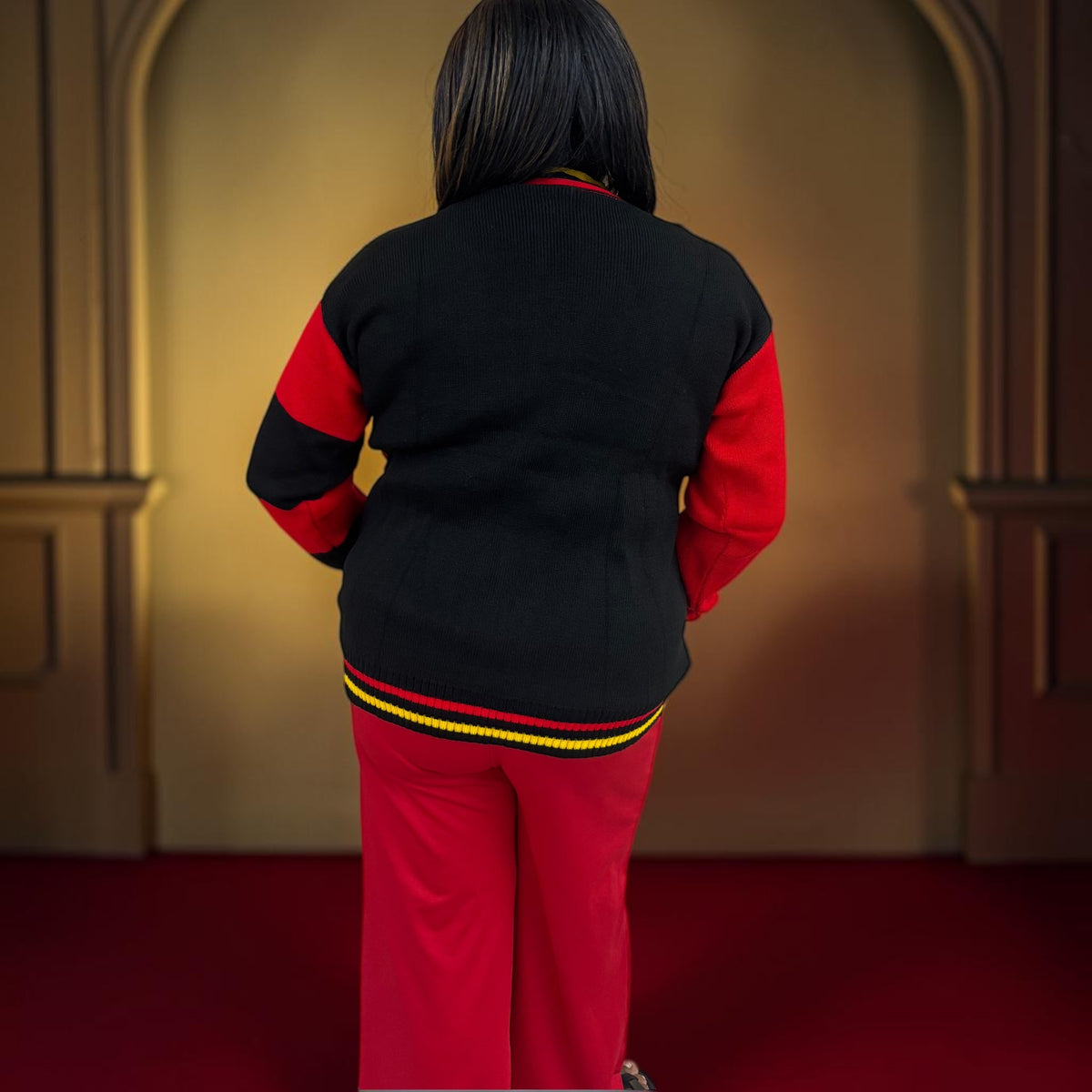 Black, Red & Gold Cardigan