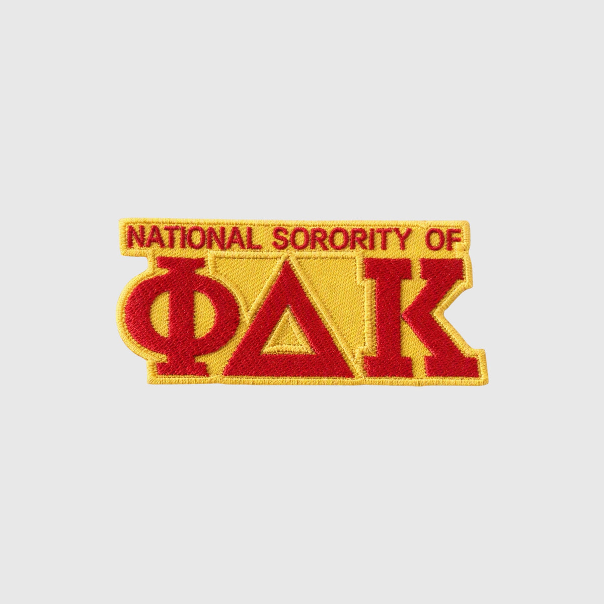 Pat Goffe Collections National Sorority of ΦΔΚ embroidered crest patch in red and yellow